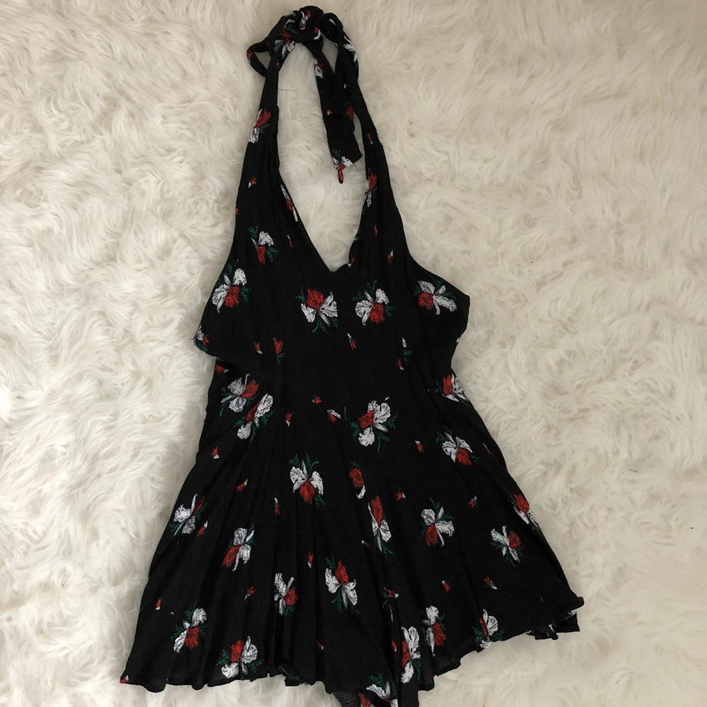 Free People black and floral romper